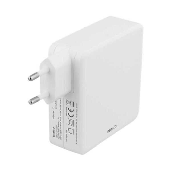 Deltaco USB-C 87W Wall Charger - White